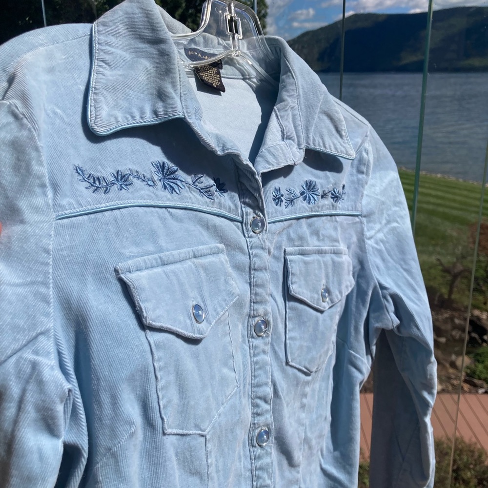 FANG light blue corduroy long sleeve 
Early 2000s button down shirt